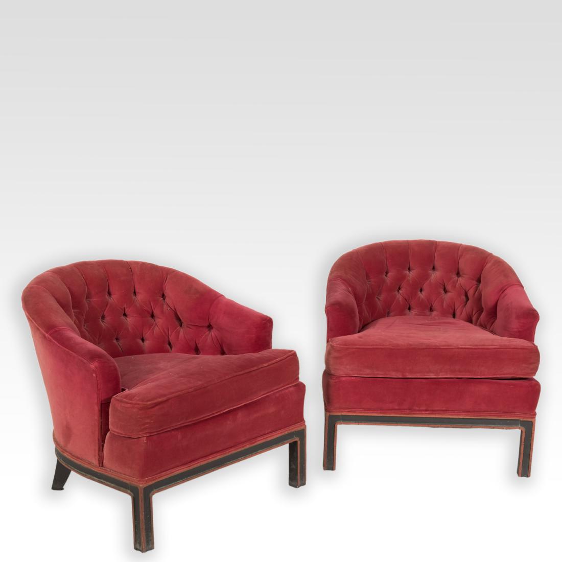 Pair Chinese Modern Tufted Club Chairs (1 of 2)