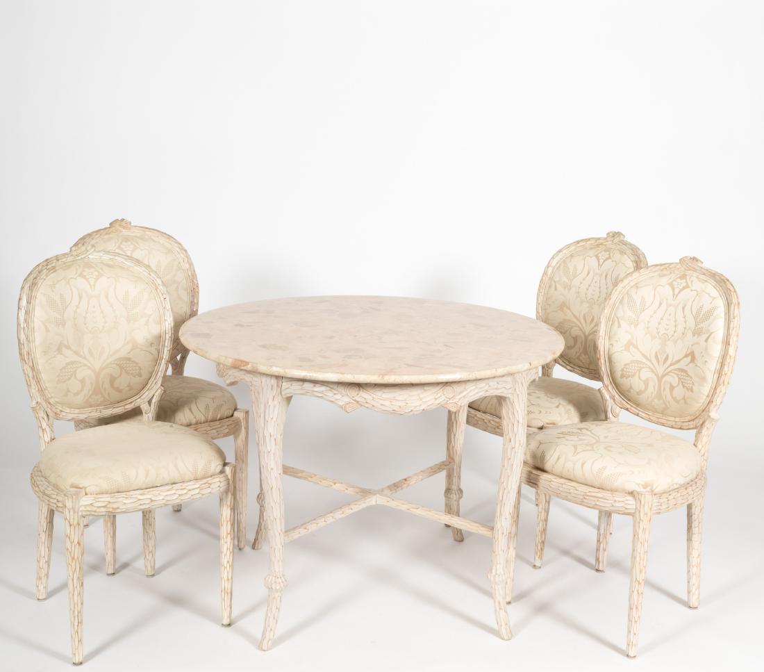 "Tree Form" Marble Top Dinette Table and Chairs (1 of 5)