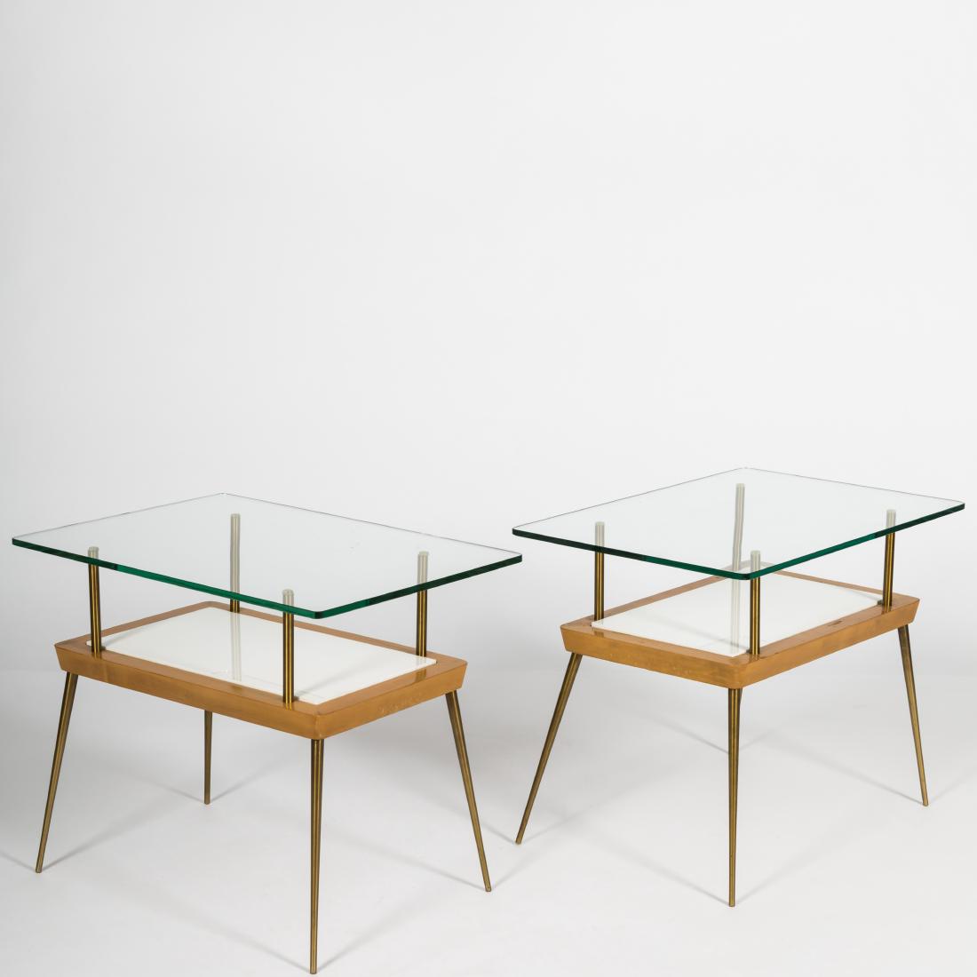 Pair Italian Brass and Glass Modern End Tables (1 of 5)
