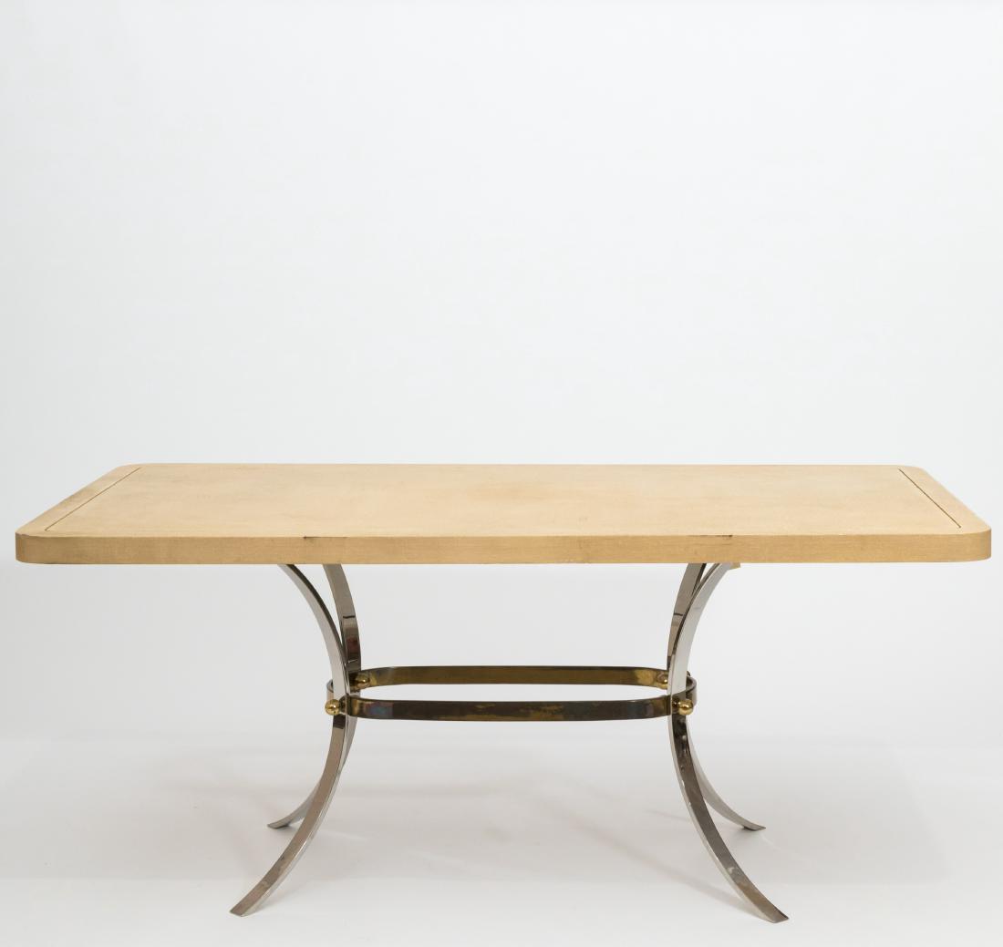 Linen Wrapped and Chrome Dining Room Table (1 of 3)