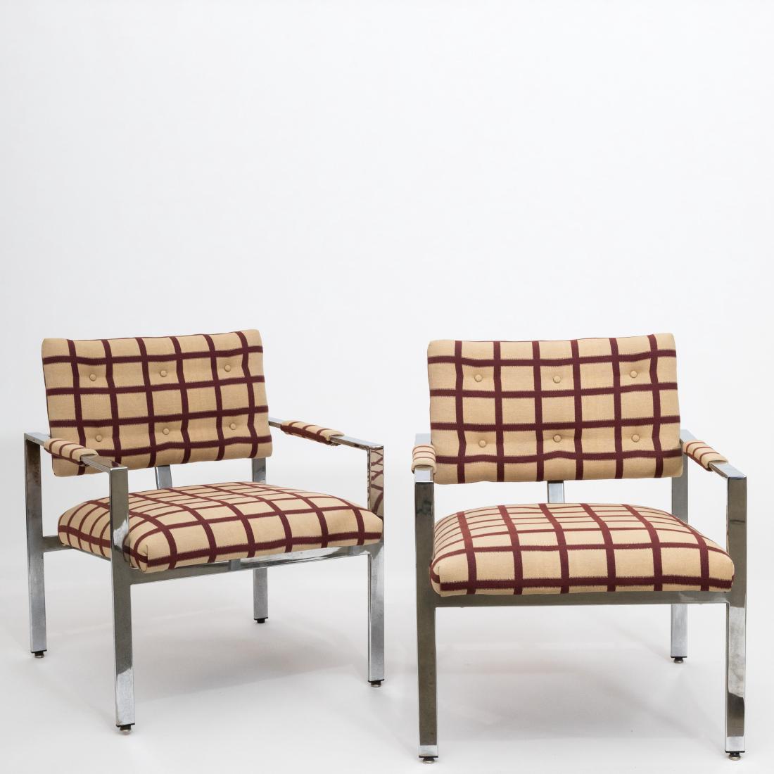 Pair Chrome Arm Chairs - Baughman (1 of 4)