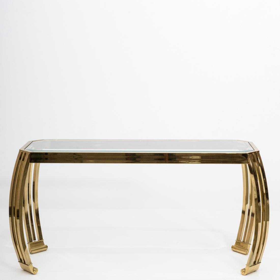 Mid Century Brass and Glass Sofa Table (1 of 3)