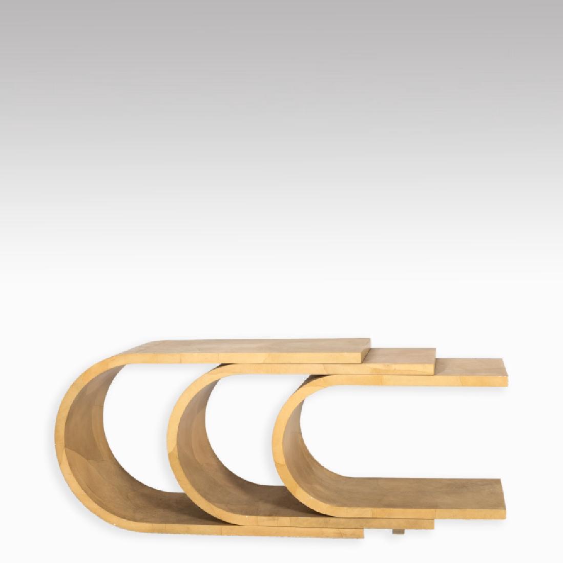 Springer Style Faux Goatskin 3 Tier Console Table (1 of 6)