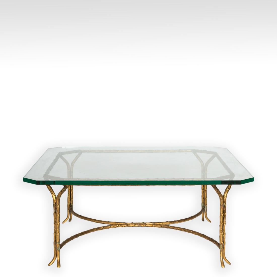Maison Bagues Gilt Coffee Table w/ Glass Top (1 of 3)