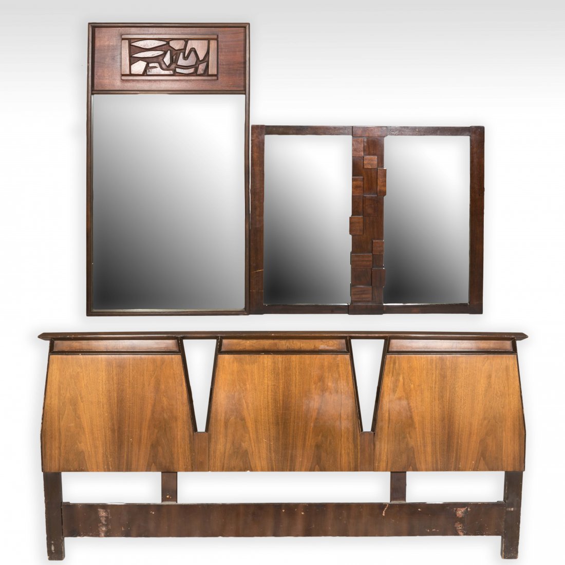 Two Brutalist Style Mirrors & Queen Headboard (1 of 3)
