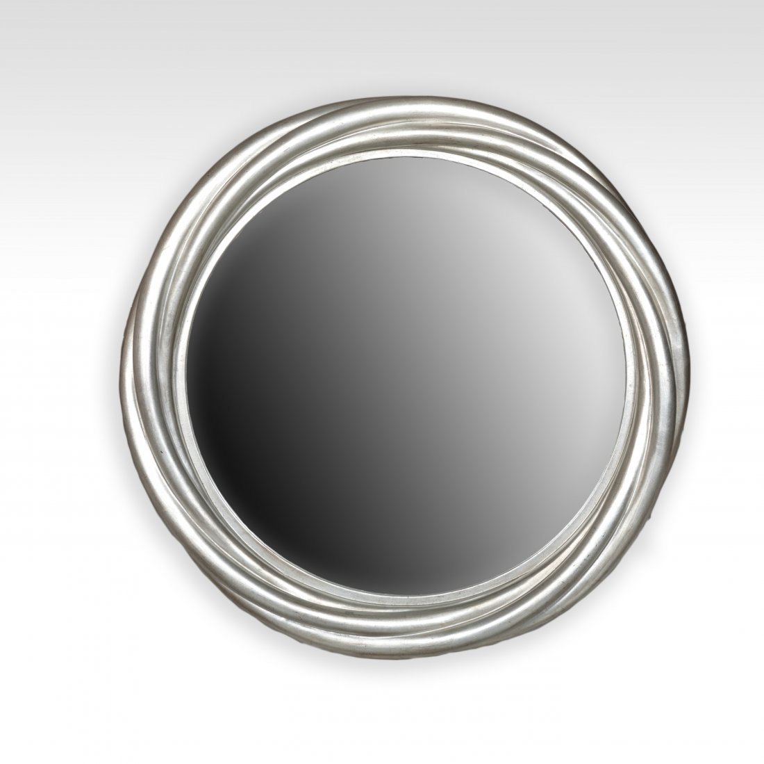 Round Twisted Silver Leaf Frame Mirror (1 of 3)