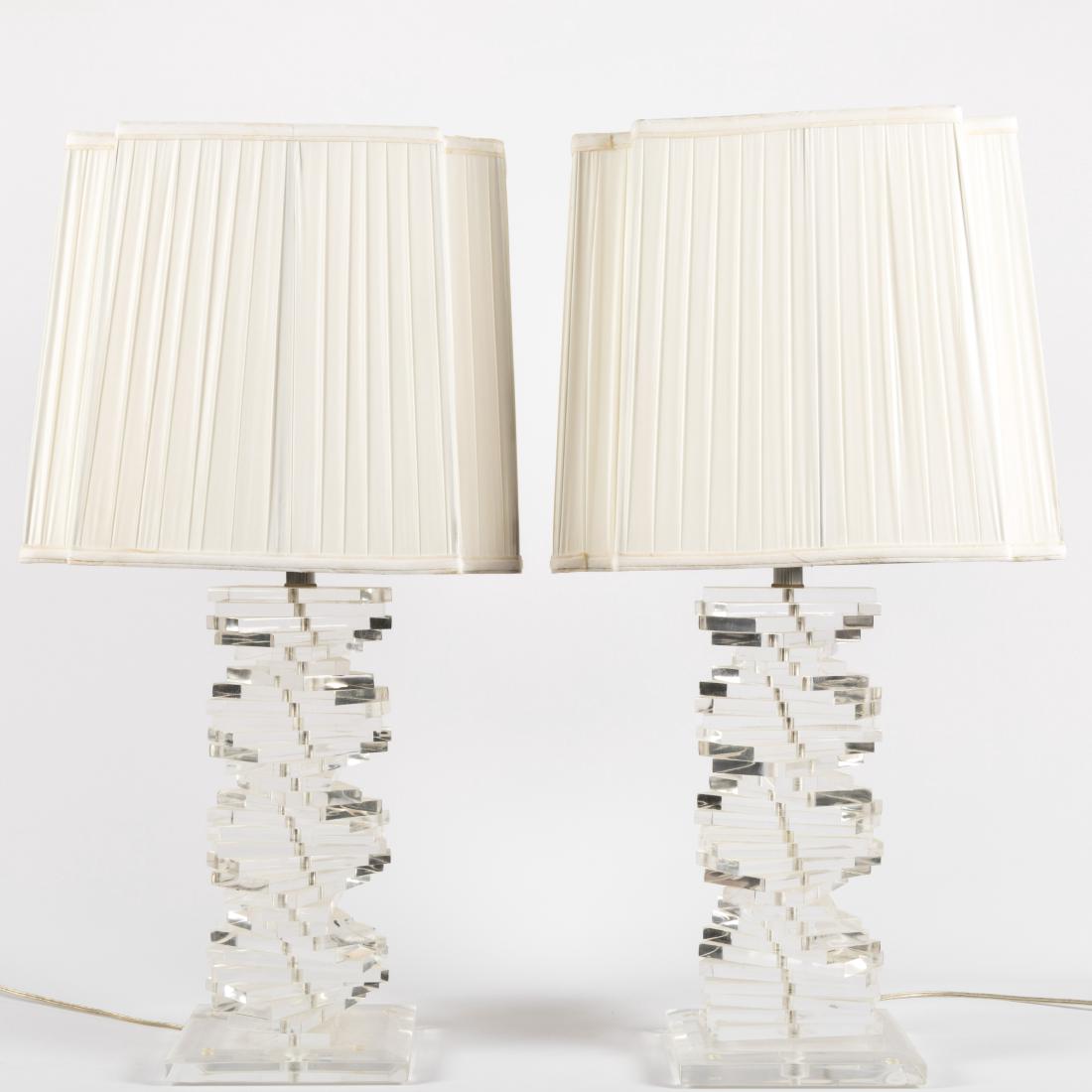 Pair Stacked Lucite Table Lamps (1 of 4)