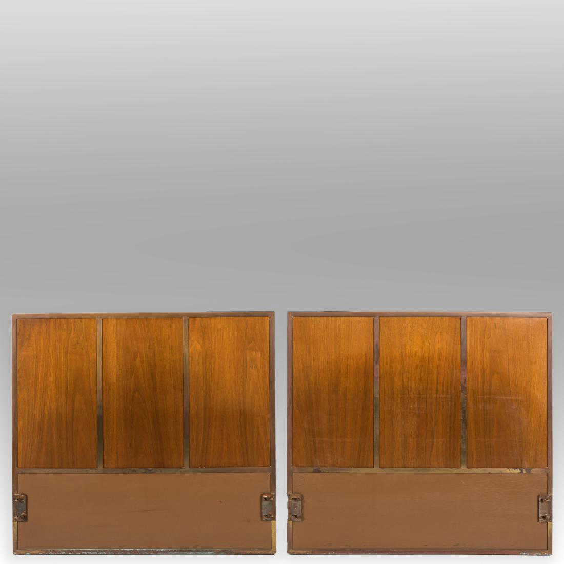 Baker Burled Walnut Modern Twin Headboards Pair