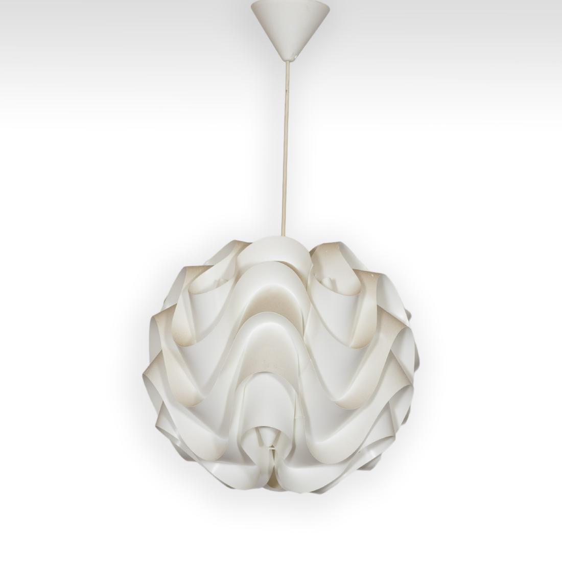 Mid Century Paper Fixture: Description - A mid century adjustable paper fixture. Dimensions - 29" x 20" (as photoed)