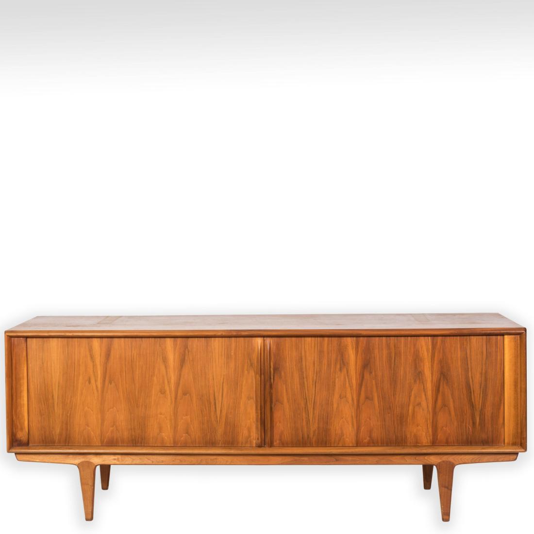 Arne Vodder Danish Teak Sideboard w/ Tambour Doors: Description - Arne Vodder Danish teak sideboard with tambour doors. Dimensions - 31" x 83" x 20"