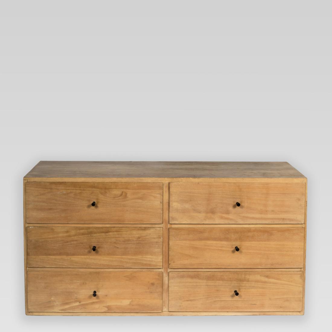 Mid Century Cabinet with Cone Pulls - McCobb: Description - Mid century cabinet with cone pulls, in the manner of Paul McCobb. Dimensions - 24" x 48" 17"
