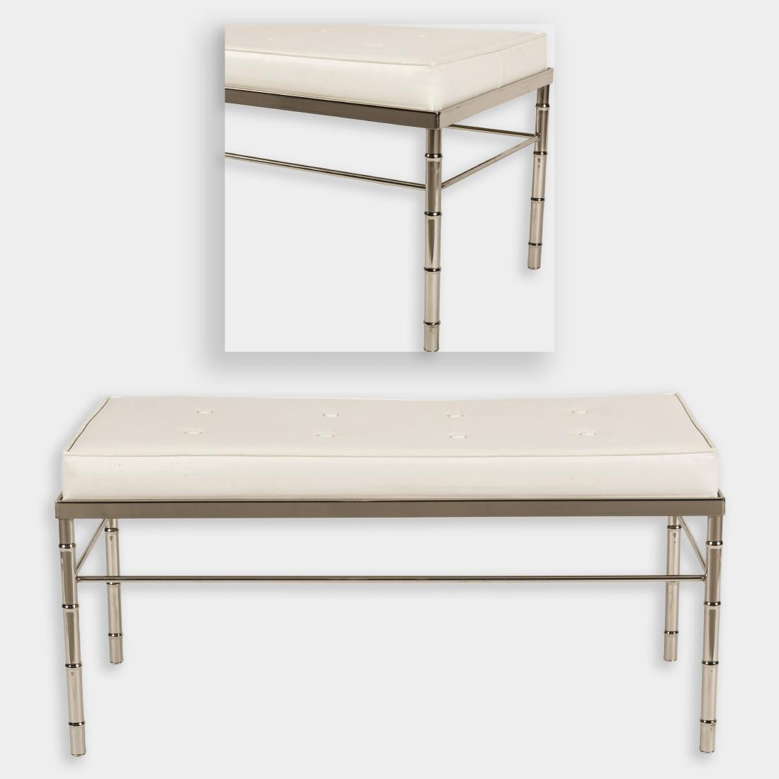 Mid Century Faux Bamboo Chrome Bench (1 of 2)