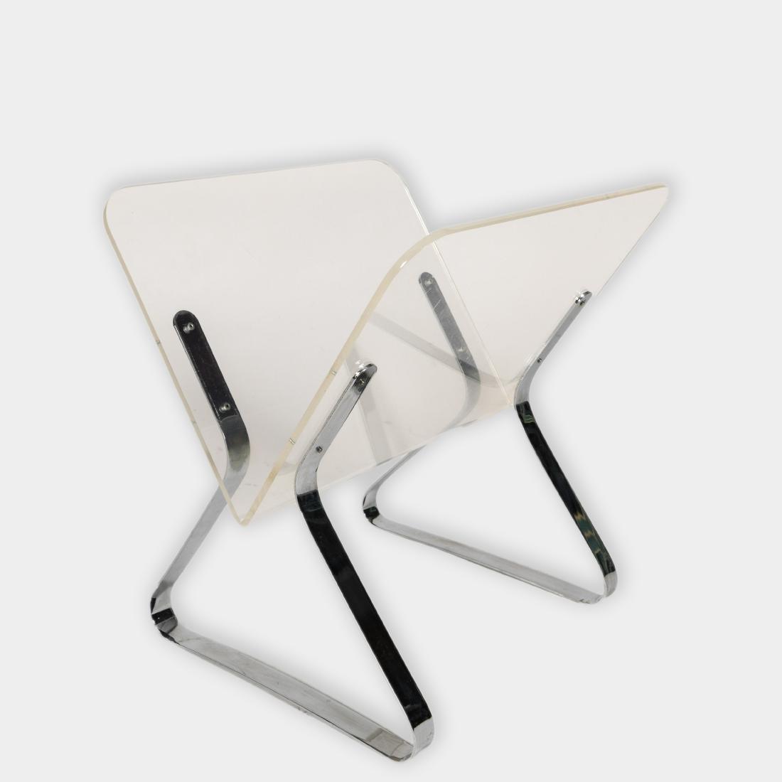 Mid Century Chrome and Lucite Magazine Rack (1 of 2)