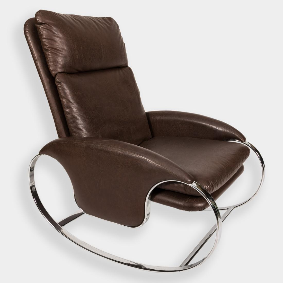 Guido Faleschini Chrome Rocking Chair: Description - Chrome rocking lounge chair by Guido Faleschini. Dimensions - 38" x 27" x 36"