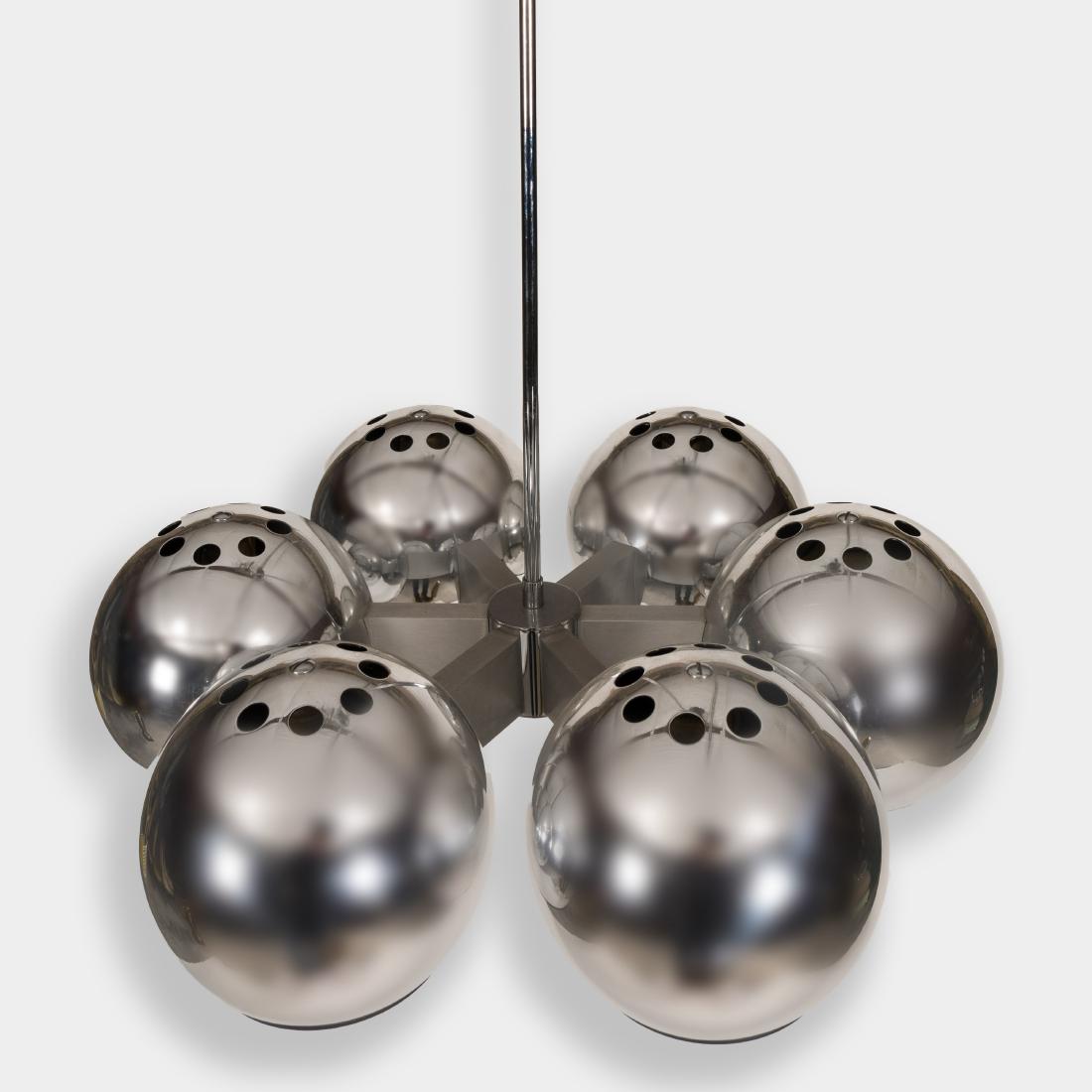 Lightolier Chrome Six Ball Chandelier - Signed (1 of 2)