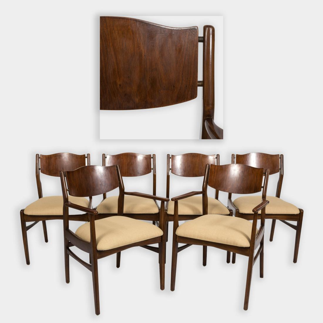 Six John Stuart Walnut Dining Chairs (1 of 7)