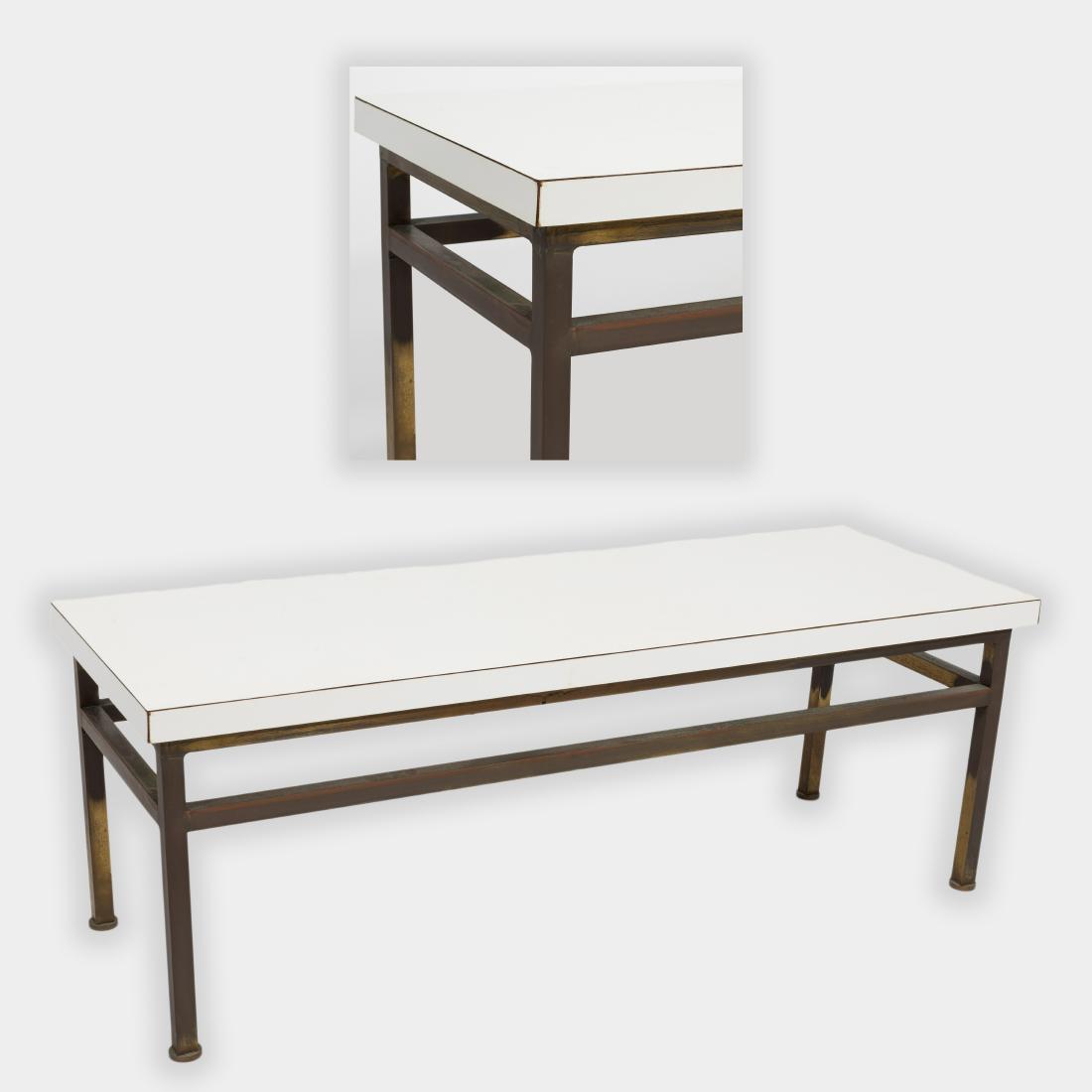 Mid Century Brass Coffee Table with Laminate Top (1 of 4)