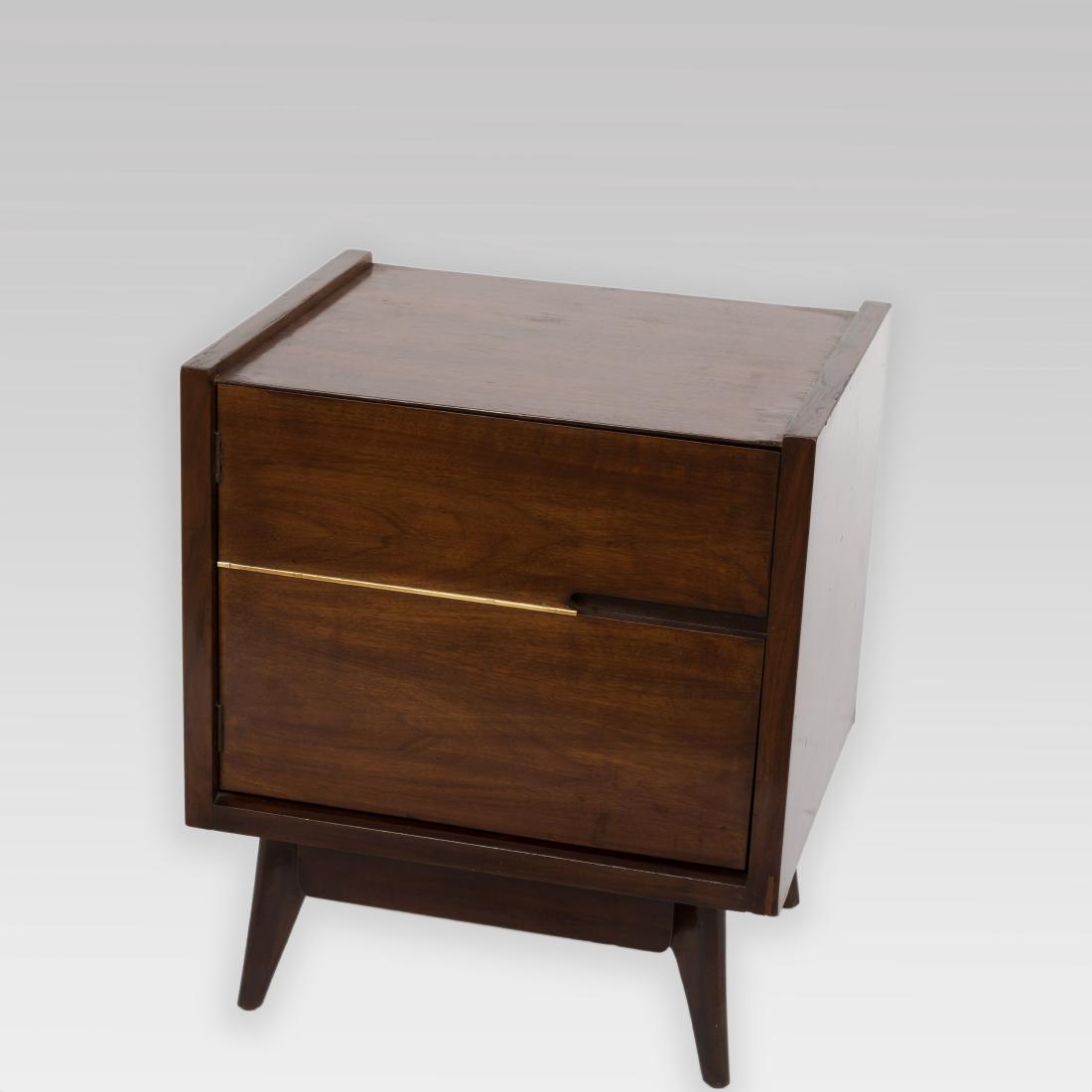 Mid Century Walnut Night Stand with Brass Detail (1 of 7)