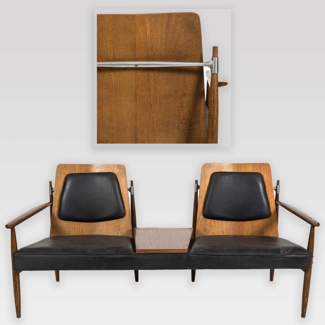 Bentwood Settee with Black Vinyl Upholstery (1 of 6)