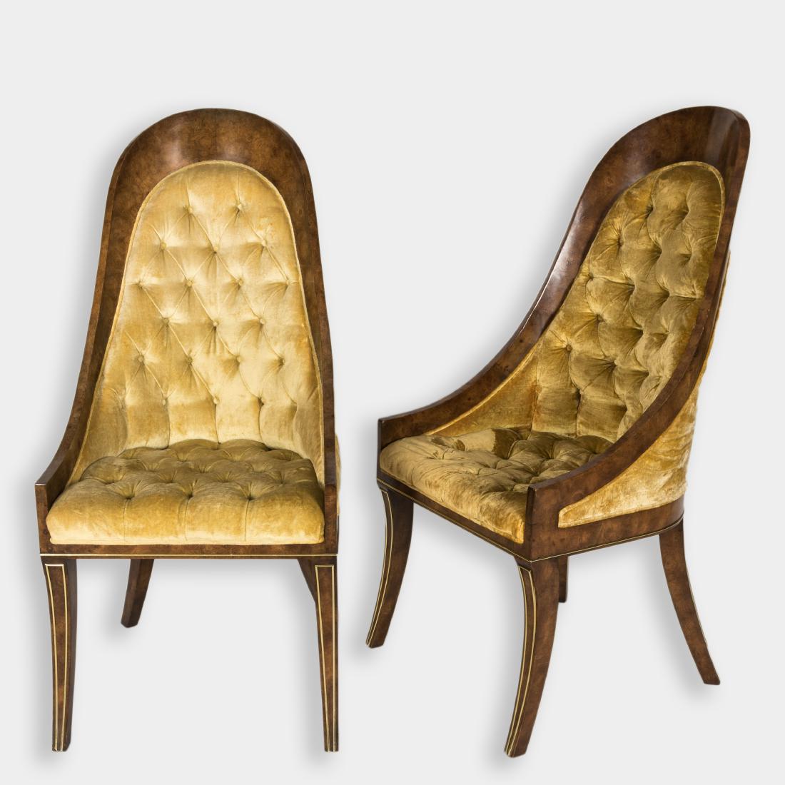 Pair Tufted Burl Mastercraft Side Chairs (1 of 4)