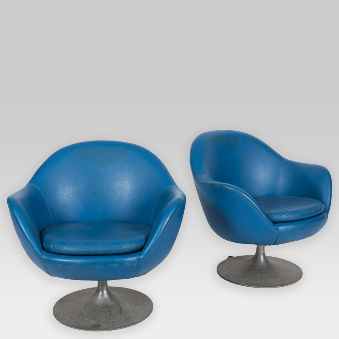 Pair Blue Pod Swivel Chairs - Overman (1 of 5)