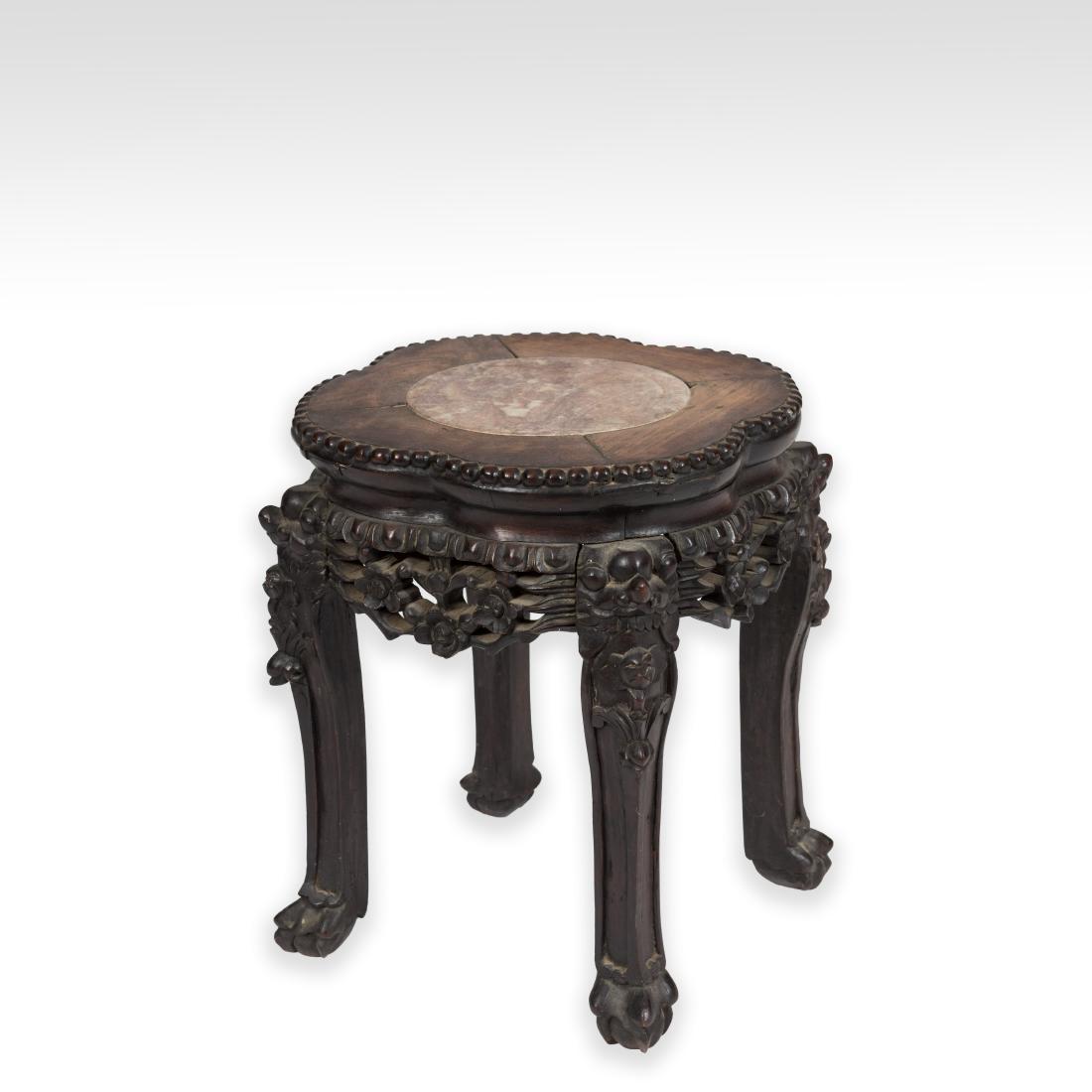 Diminutive Oriental Teak and Marble Stand (1 of 6)