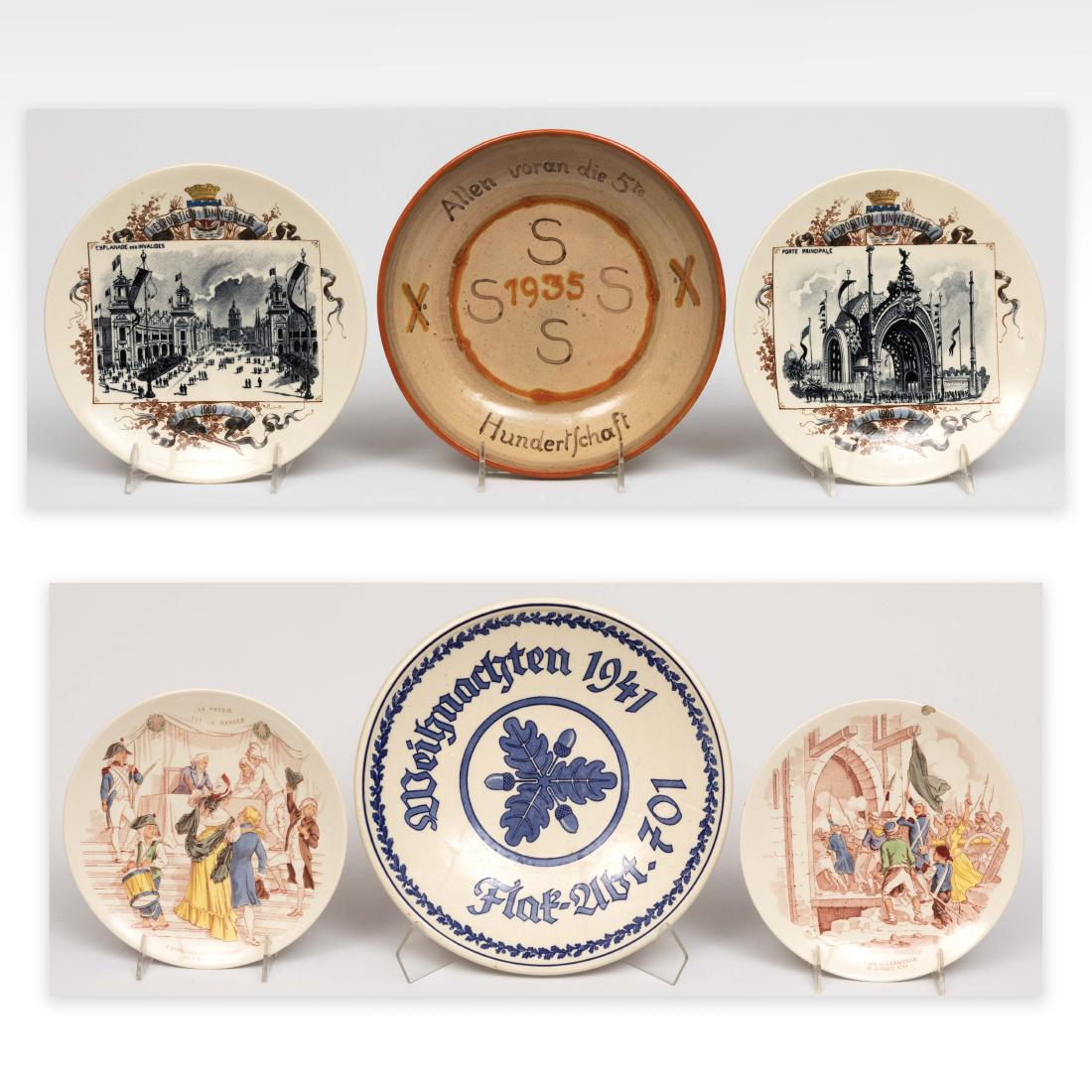 Six French and German Wall Plates: Description - A group of six French and German wall plates including Sarreguemines and Villeroy and Boch. Dimensions - Villeroy and Boch Plate - 11.5"