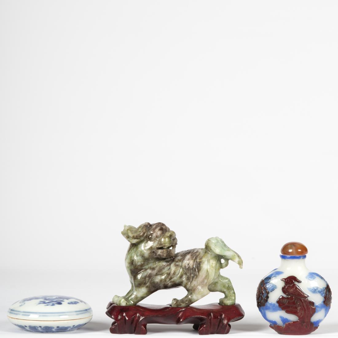 Jade Foo Dog, Snuff Box and Seal Box (1 of 4)