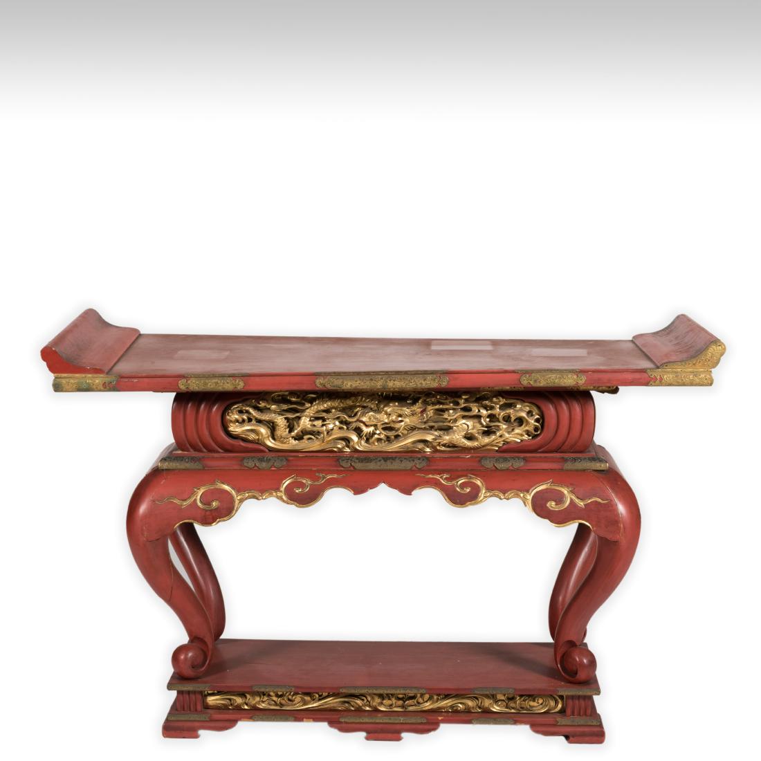 Red Lacquer Oriental Altar Table (1 of 5)