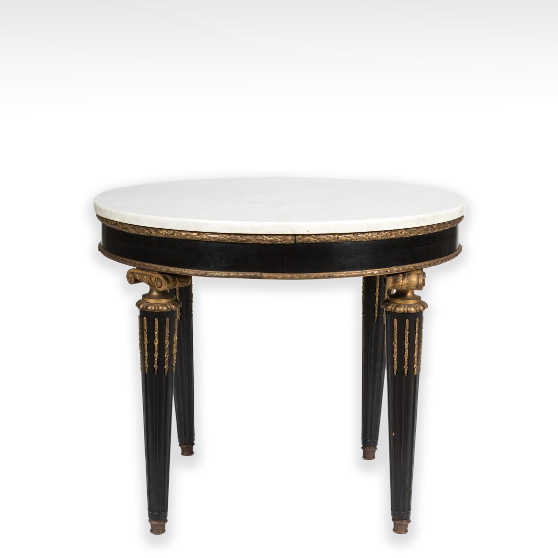 Ebony & Gilt Bronze Marble Top Center Table (1 of 6)
