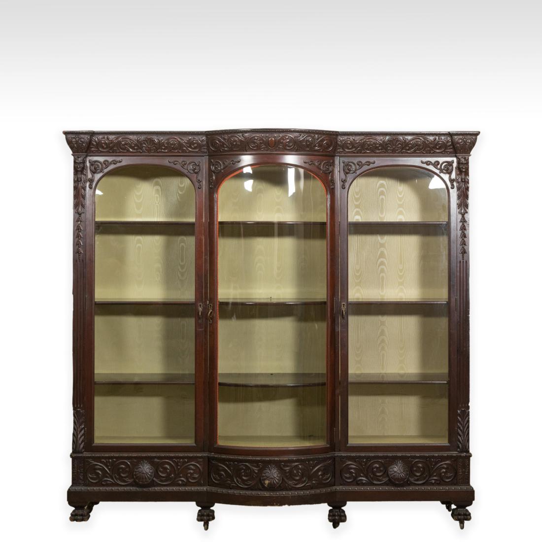 Three Section Carved Horner Bookcase (1 of 6)