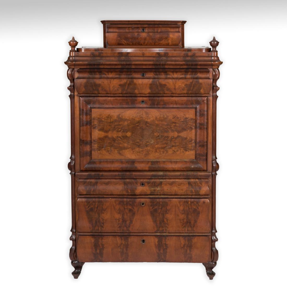 Biedermeier Secretarie Abutante: Description - A Biedermeier secretarie abutante. Dimensions - 69" x 40" x 22"