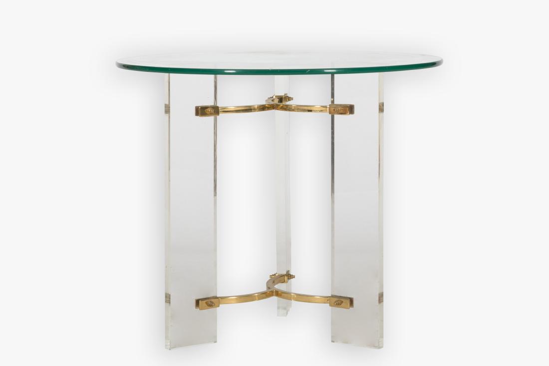 Lucite, Brass and Glass End Table (1 of 3)