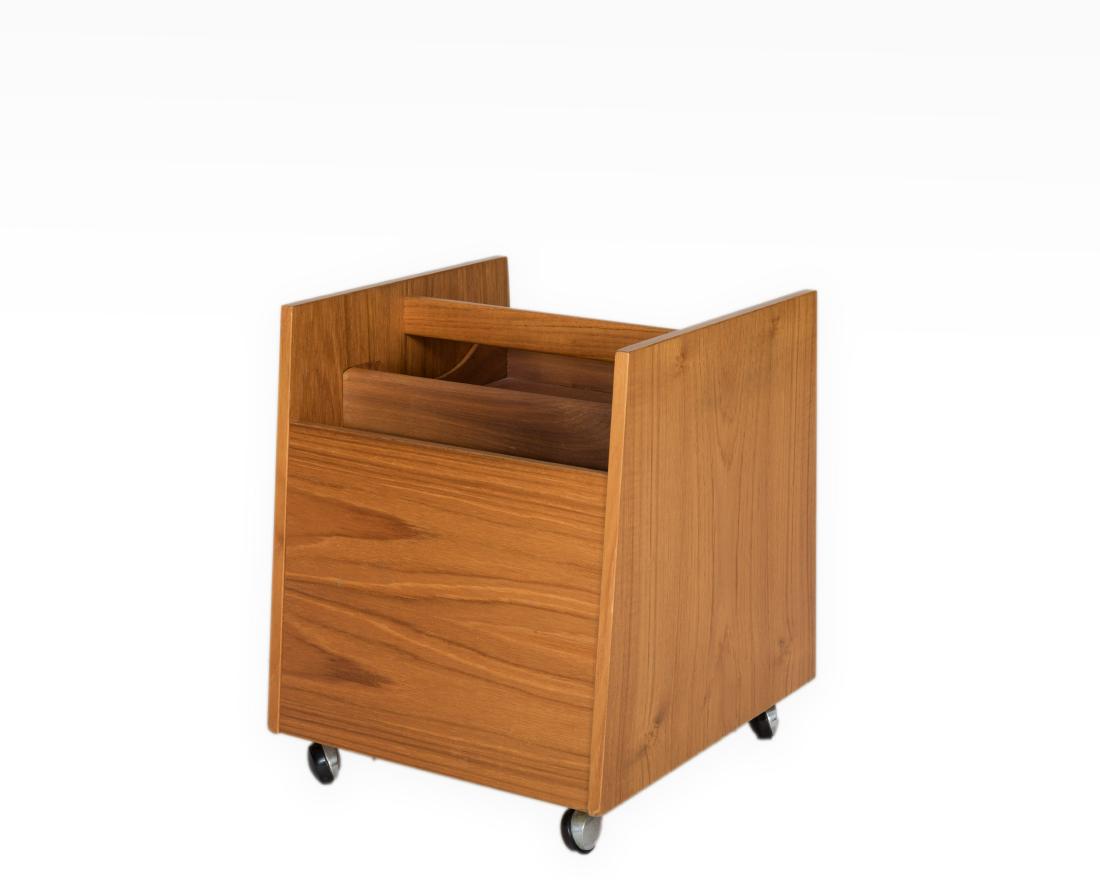 Brusko Magazine Rack and Letter Holder: Description - A Brusko magazine rack and a teak letter holder. Dimensions - 17" x 16" x 14"
