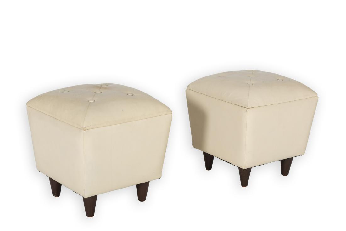 Pair Tufted Leather Ottomans (1 of 3)