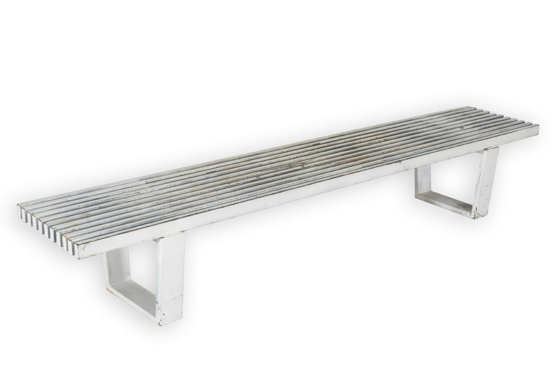 Mid Century Aluminum Slatted Bench (1 of 3)
