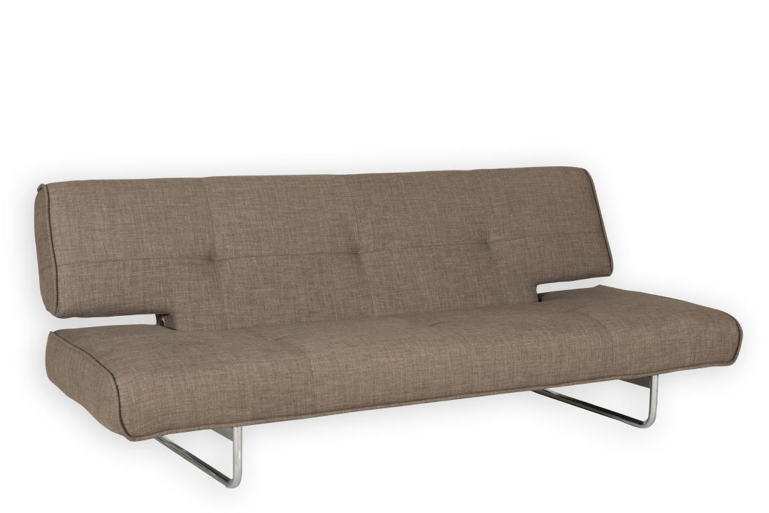 Mid Century Chrome Base Futon: Description - A mid century chrome base futon. Dimensions - Upright - 32" x 82" x 38"