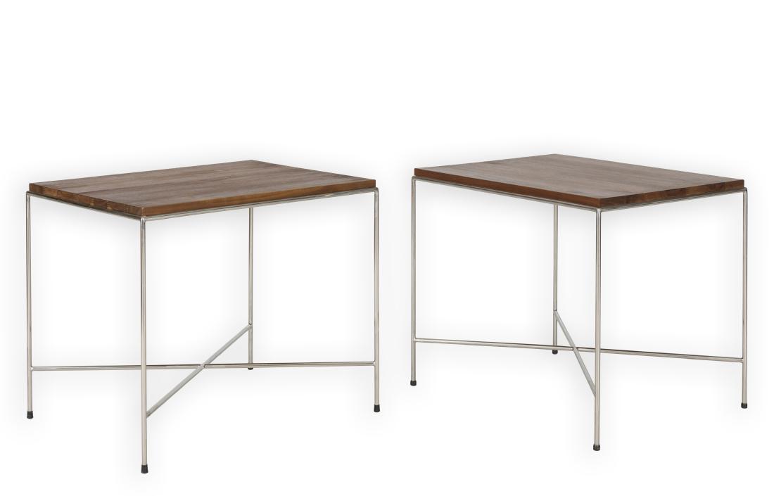 Pair Established Lines X-Base End Tables (1 of 4)