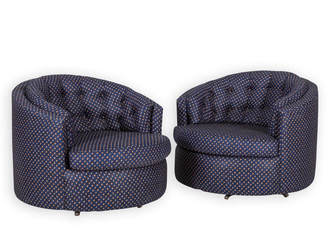 Pair Milo Baughman Style Swivel Chairs (1 of 4)
