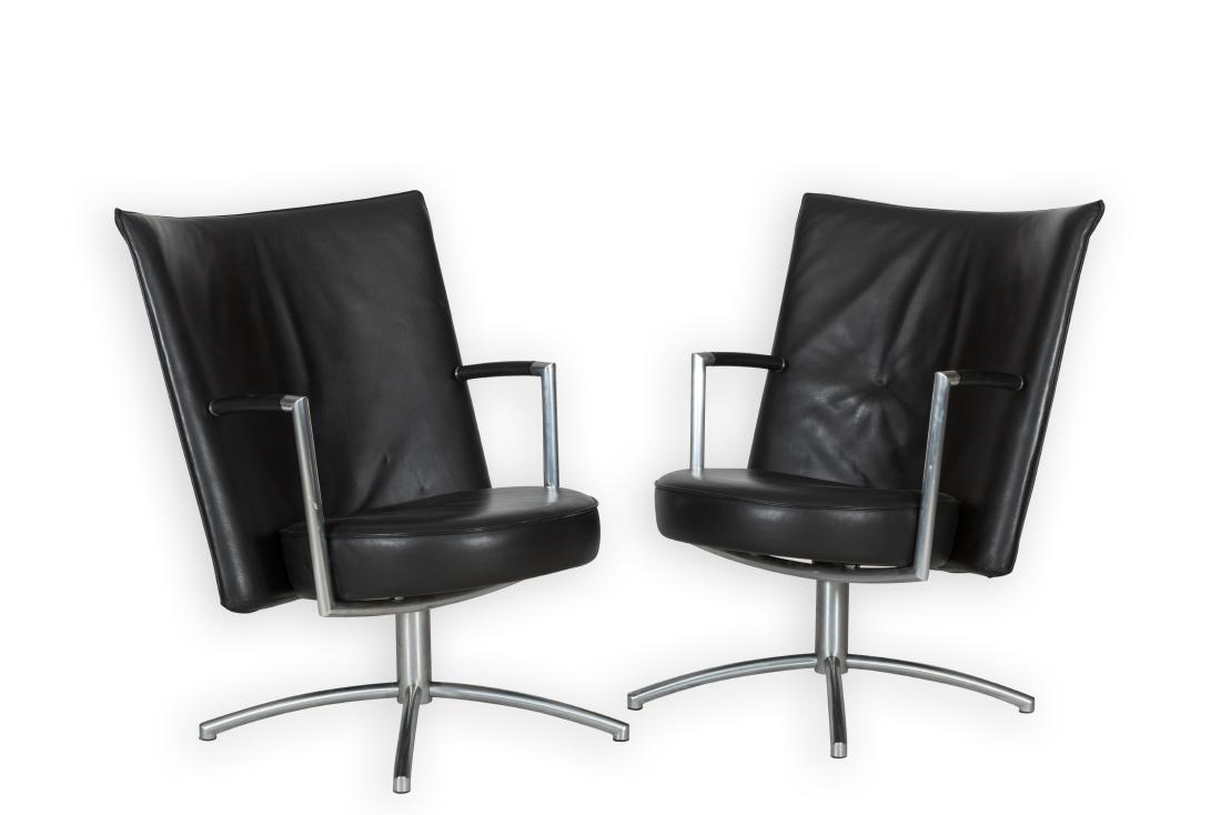 Pair Jorgensen Leather Swivel Chairs - Signed (1 of 6)