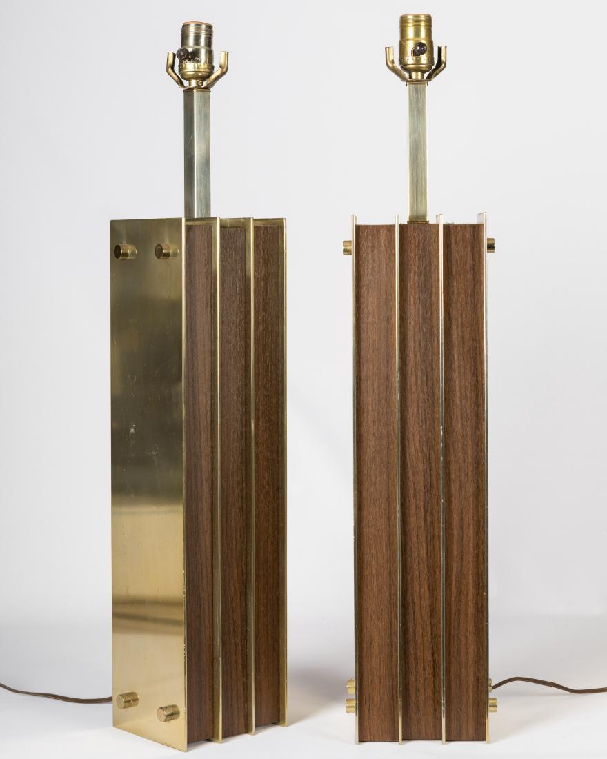 Pair Teak and Brass Table Lamps (1 of 3)