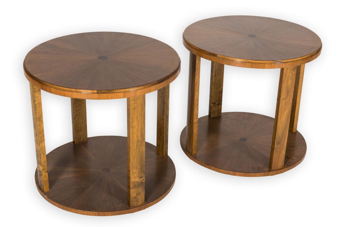 Pair Art Deco Walnut Lamp Tables (1 of 4)