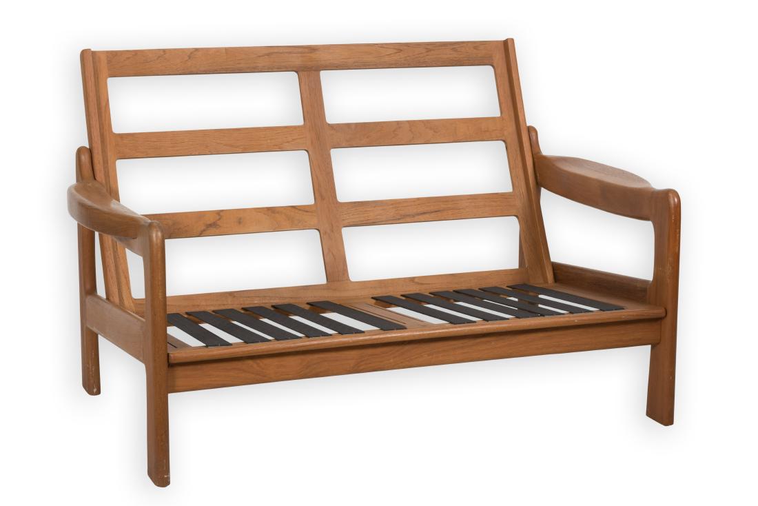 Danish Teak Sculpted Arm Loveseat (1 of 5)