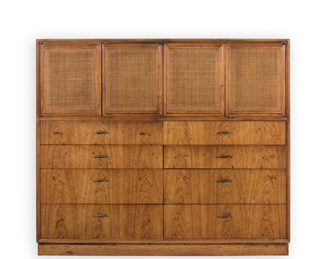 Thomasville Cane Front Chifferobe: Description - A Thomasville cane front chifferobe. Dimensions - 46" x 52" x 18"