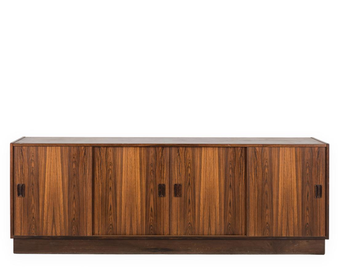 Danish Rosewood Credenza: Description - A Danish rosewood credenza. Dimensions - 26" x 75" x 17"