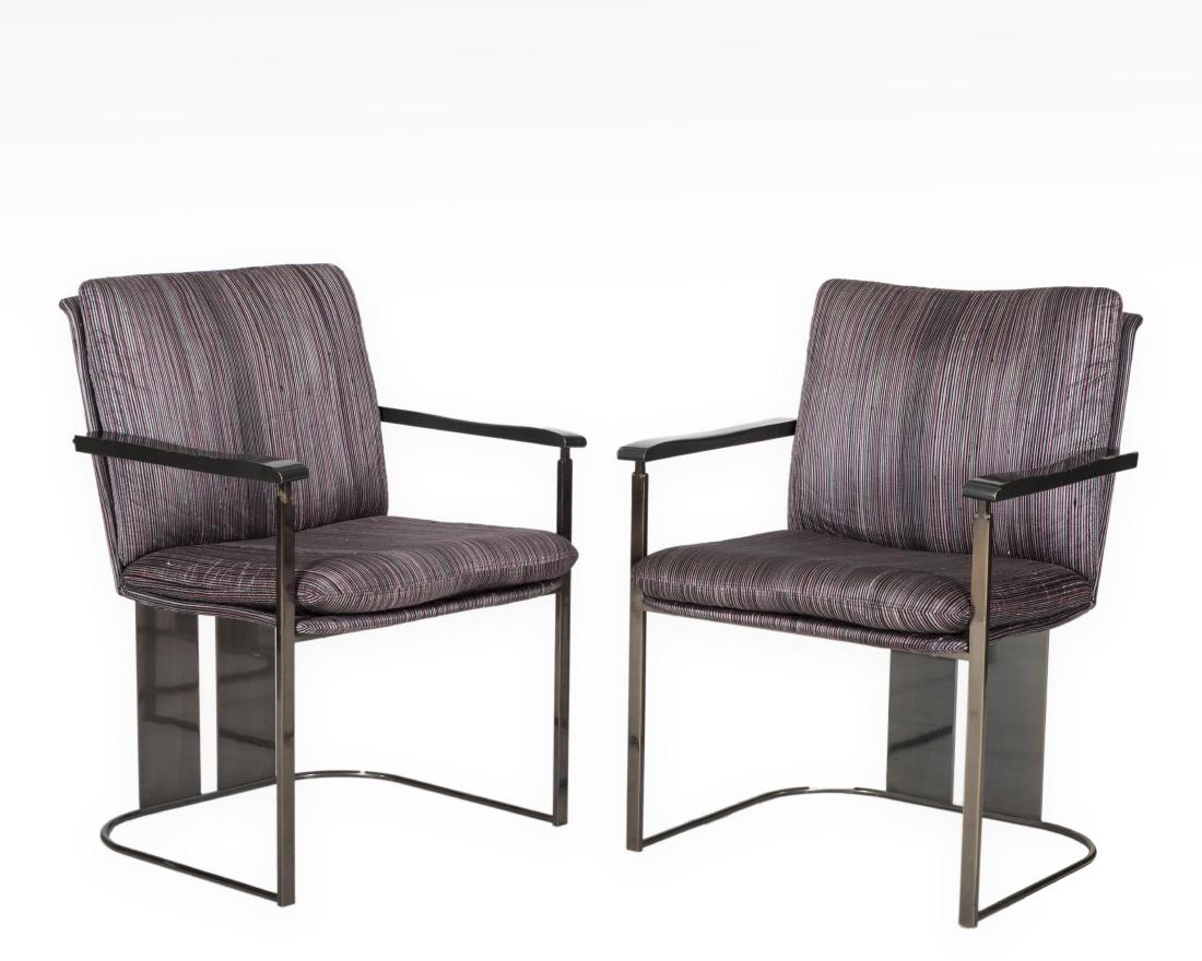 Pair Chrome Chairs with Wooden Arms (1 of 5)