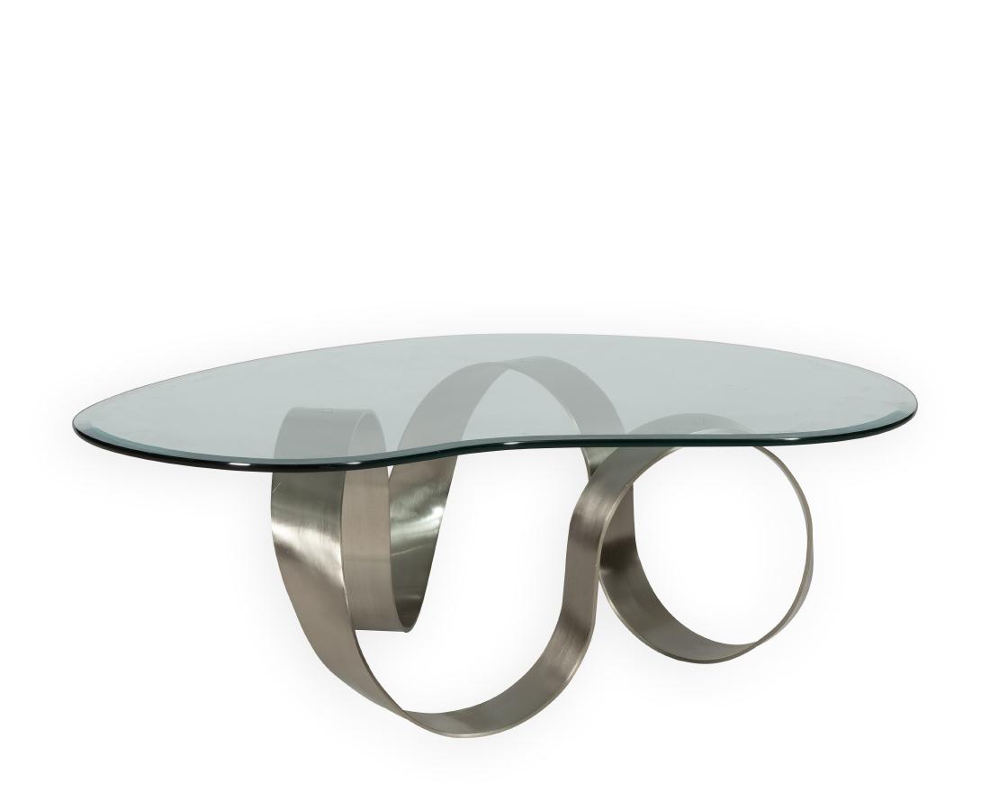 Infinity Brushed Steel Glass Coffee Table (1 of 3)