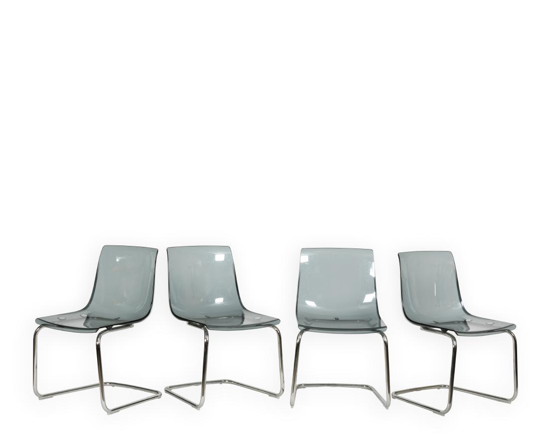 Four Lucite and Chrome Kitchen Chairs (1 of 4)