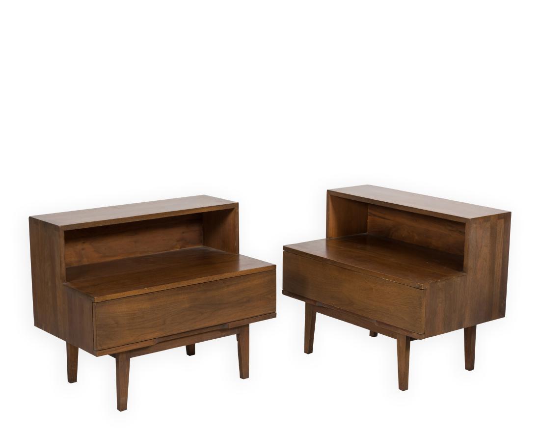Pair Walnut Dovetailed Step Nightstands (1 of 4)