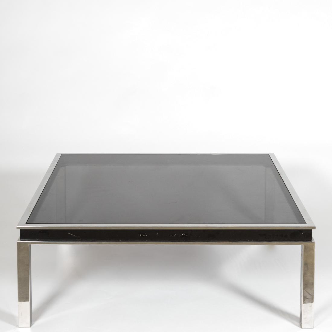 Large Modern Chrome and Black Glass Coffee Table (1 of 3)